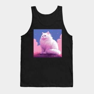 Fluffy Clouds on Paws: The Delight of White Cat Fur Tank Top